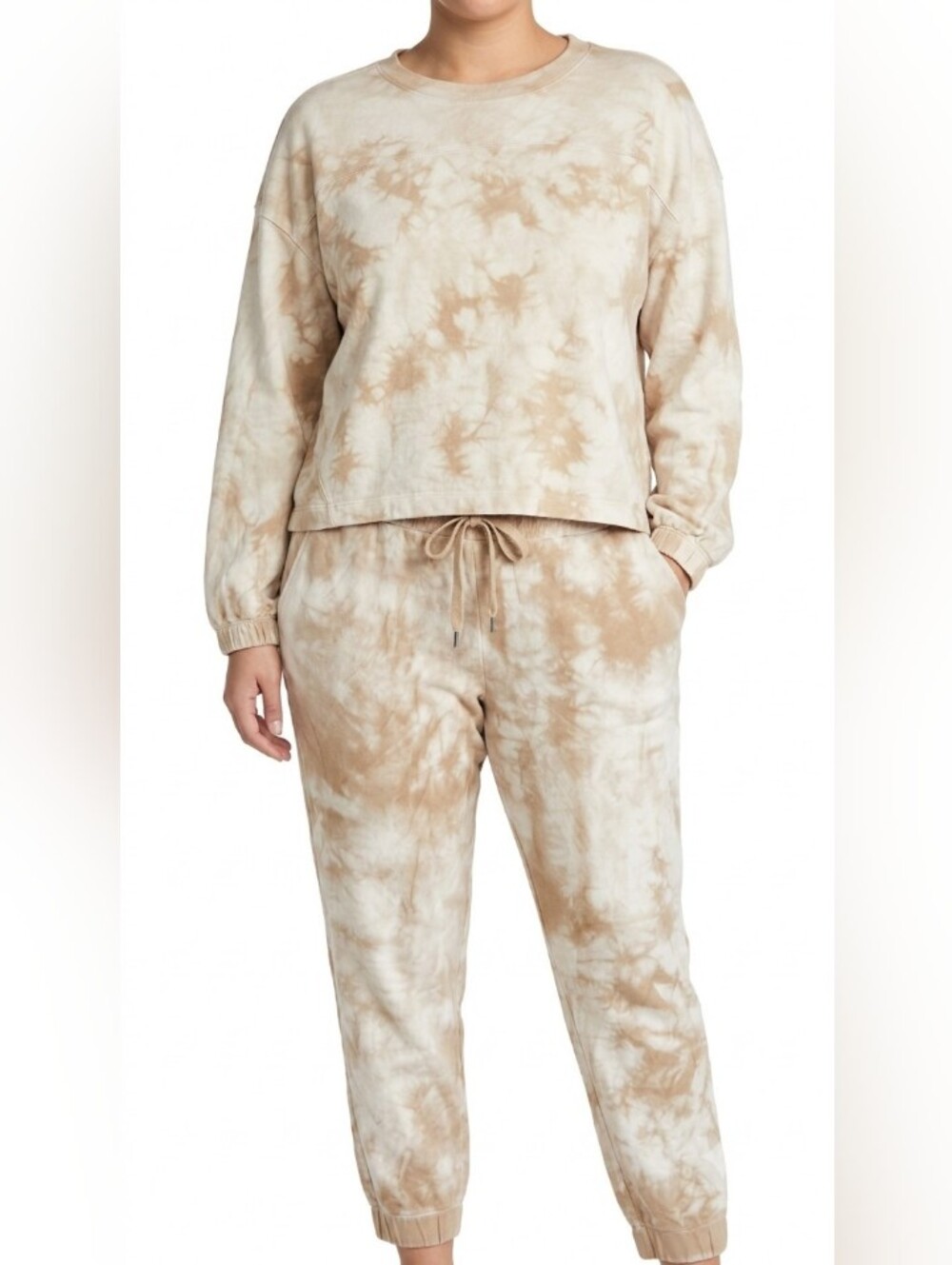 Banana Republic Small Beige and Cream Tie-Dye Crewneck Sweater